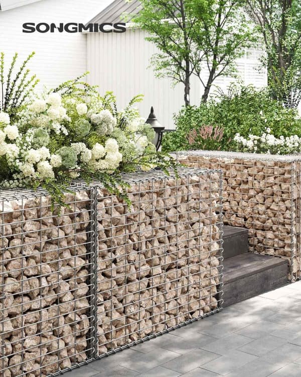 Rootz Heavy Duty Silver Gabion Set - Metallilankaverkko - Galvanoitu teräs - Helppo koota - 100cm x 80cm x 30cm