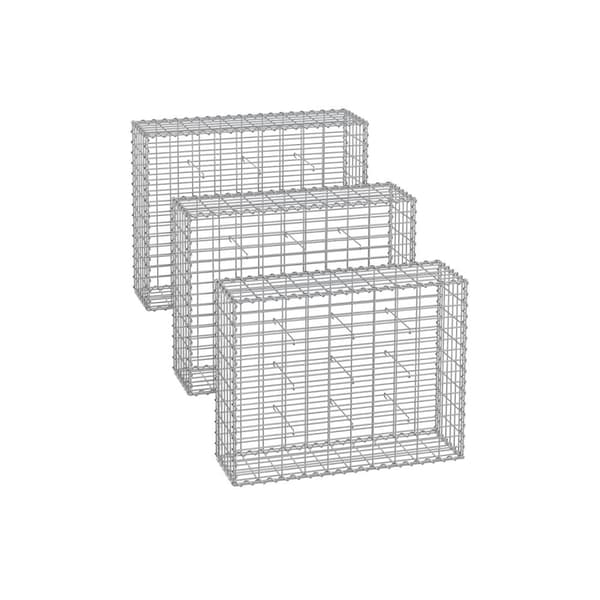 Rootz Heavy Duty Silver Gabion Set - Metallilankaverkko - Galvanoitu teräs - Helppo koota - 100cm x 80cm x 30cm