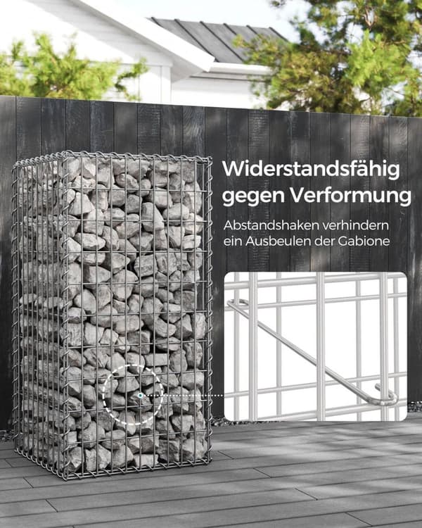 Rootz Gabion - Kivikori - Kalliohäkki - Galvanoitu teräs - Erittäin korroosionkestävä - 100cm x 50cm x 50cm