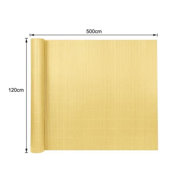 LARS360 Sekretessskärm 120x500 cm Färg: bambu Skydd mot vind PVC-stängsel Perfekt för trädgården, balkongen, terrassen