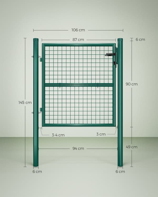 Rootz Haveport - Grøn sikkerhedsdør - Galvaniseret stål - Pulverlakeret - Privatliv - 106cm x 6cm x 150cm