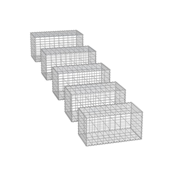 Rootz Silver Gabion Kit - Metalliverkko - Galvanoitu teräs - Helppo asentaa - 100cm x 50cm x 50cm