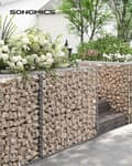 Miniatyrbillede 2 af 8: Rootz Large Gabion Kurv - Stenvæg - Trådbure - Galvaniseret stål - 100cm x 90cm x 30cm - Udendørs dekoration - Hegnskurv