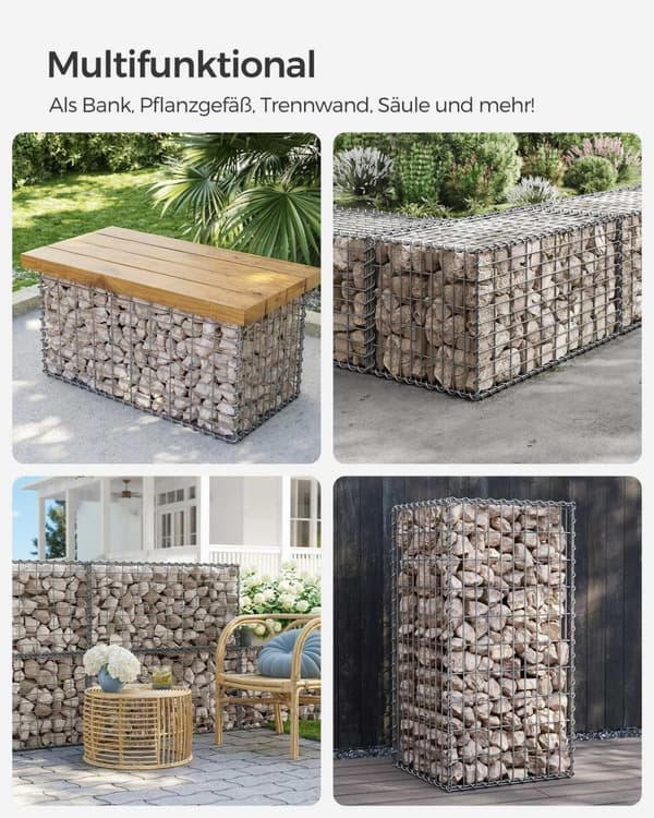Rootz Gabion Basket Set - Metallilankaverkko - Galvanoitu teräs - Maisemointikivet - 100cm x 50cm x 50cm