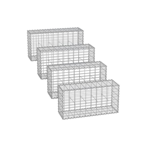 Rootz Gabion Kurvesæt - Stenbur - Støttemur - Galvaniseret stål - 100 cm x 50 cm x 30 cm - 5 cm x 10 cm Mesh - 4 mm tråd