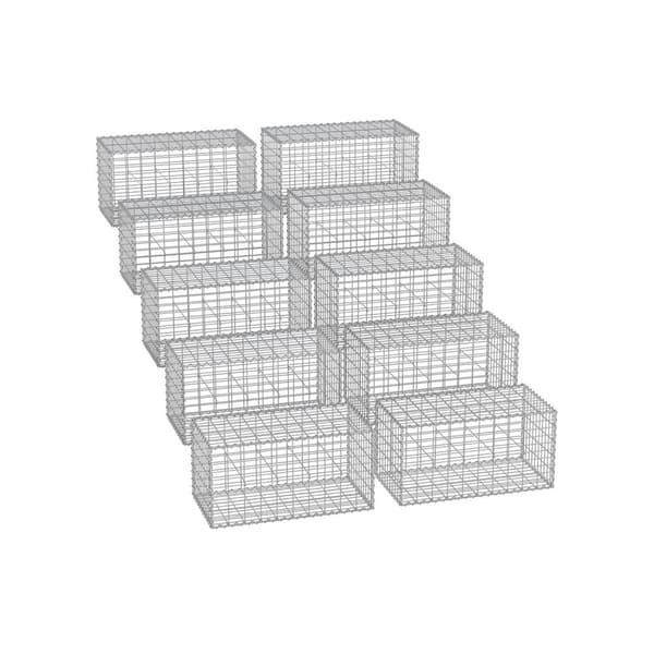 Rootz Gabion Kurvesæt - Haveindretning - Støttemur - Galvaniseret stål - 100 cm x 50 cm x 50 cm - Sølv - Udendørs landskabspleje