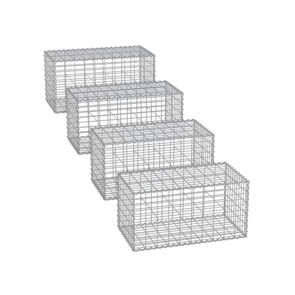 Rootz galvanoitu teräs Gabion kori - hopea - metalliverkko - kierretikku - maisemointi - 100cm x 50cm x 50cm