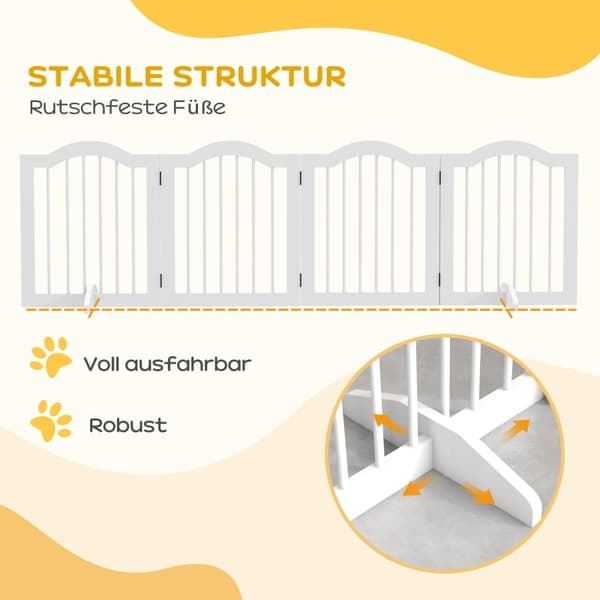 Rootz Pet Dog Barrier - Hundport i trä - Staket - Massivt trä - MDF - Justerbar - 203,5 cm x 29,5 cm x 61 cm