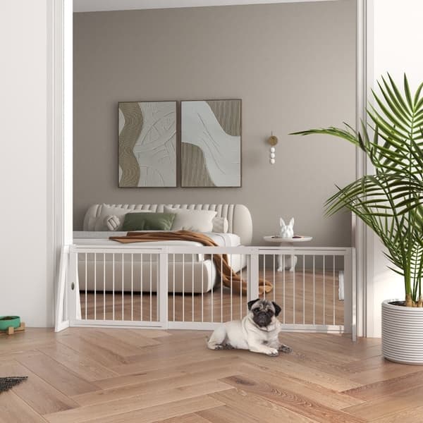 Rootz säädettävä koiran esteportti - Jatkettava Pet Säleikkö - Puinen koiransuoja - Liukumaton matto - Tukikehys - Mänty - 71cm-190cm x 38,5cm x 56cm