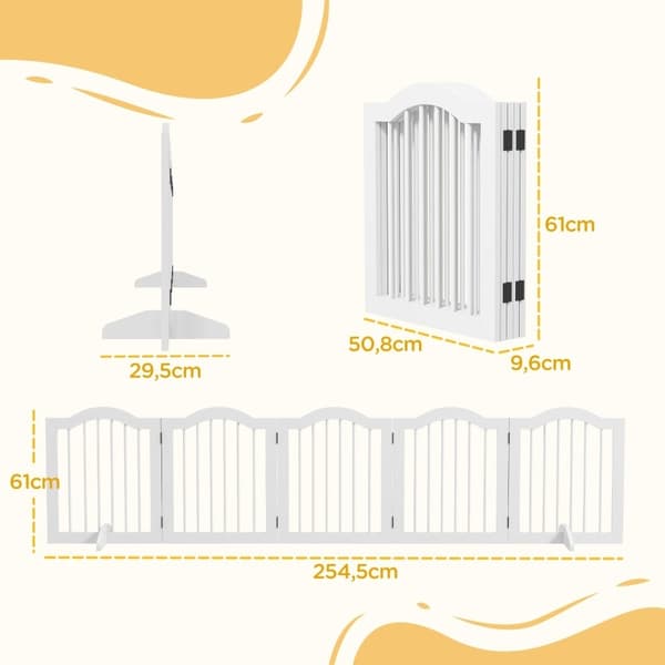 Rootz Dog Barrier - Træport til kæledyr - Rumdeler - Massivt træ og MDF - Justerbare paneler - Pladsbesparende - 254,5 cm x 29,5 cm x 61 cm
