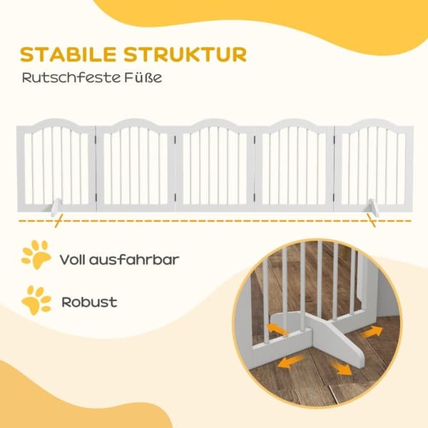 Rootz Dog Barrier - Træport til kæledyr - Rumdeler - Massivt træ og MDF - Justerbare paneler - Pladsbesparende - 254,5 cm x 29,5 cm x 61 cm