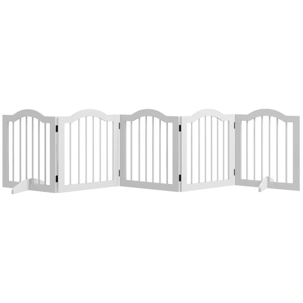 Rootz Dog Barrier - Træport til kæledyr - Rumdeler - Massivt træ og MDF - Justerbare paneler - Pladsbesparende - 254,5 cm x 29,5 cm x 61 cm