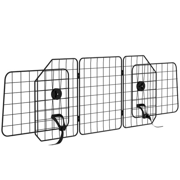 Rootz Car Dog Gate - Justerbar Pet Safety Divider - Foldbar rejsebarriere - Stålkonstruktion - 93-150 cm x 42 cm - Sort