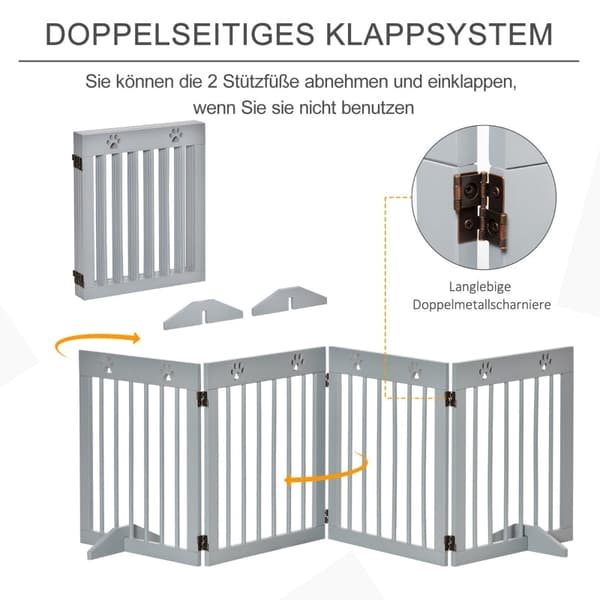 Rootz Dog Barrier - Wooden Pet Gate - Folding Dog Guard - Pinewood - Flexibel design - 204cm x 30cm x 61cm