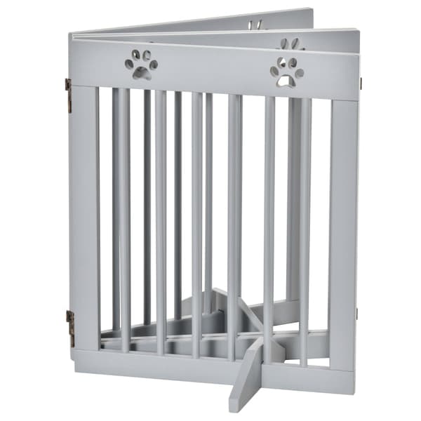 Rootz Dog Barrier - Wooden Pet Gate - Folding Dog Guard - Pinewood - Flexibel design - 204cm x 30cm x 61cm