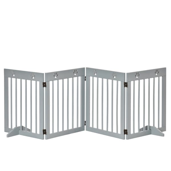 Rootz Dog Barrier - Wooden Pet Gate - Folding Dog Guard - Pinewood - Flexibel design - 204cm x 30cm x 61cm