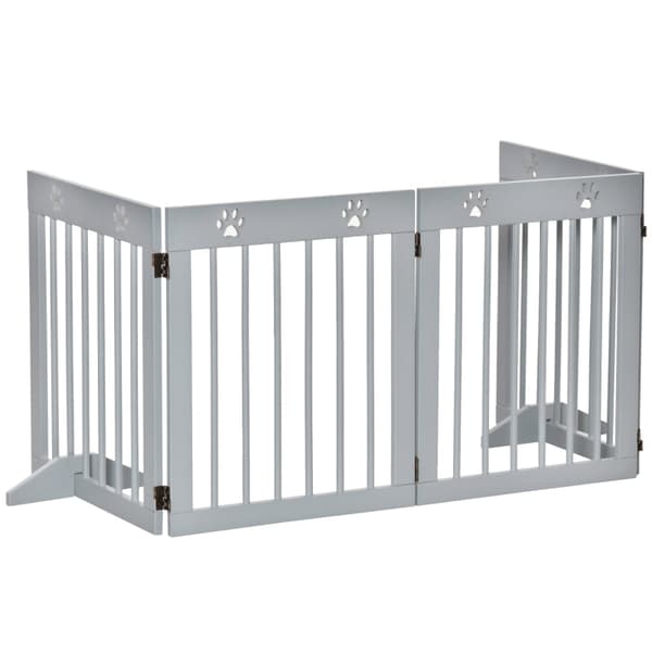 Rootz Dog Barrier - Wooden Pet Gate - Folding Dog Guard - Pinewood - Flexibel design - 204cm x 30cm x 61cm