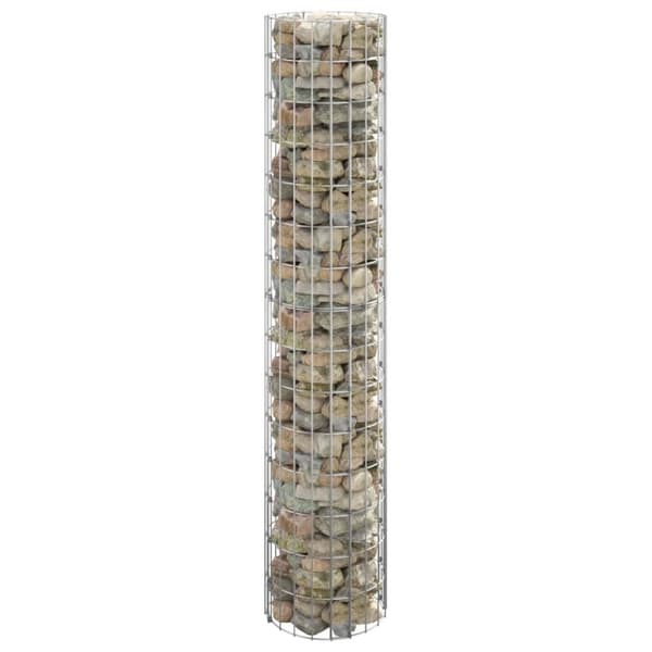 Planteringsgabion upphöjd rund galvaniserat stål Ø30x150 cm