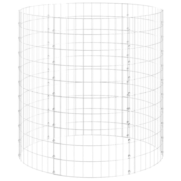 Planteringsgabion upphöjd rund galvaniserat stål Ø100x100 cm
