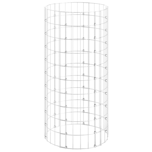 Planteringsgabion upphöjd rund galvaniserat stål Ø50x100 cm