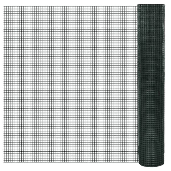 Hönsnät galvaniserat med PVC-beläggning 25x1 m grön