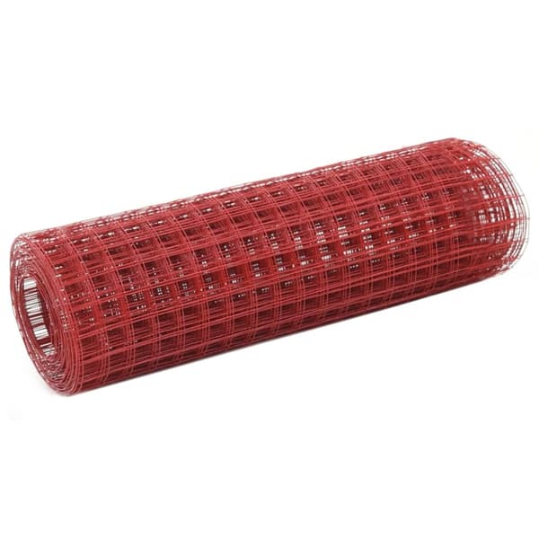 Hönsnät stål med PVC-beläggning 10x0,5 m röd
