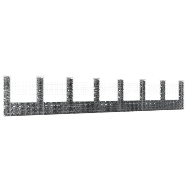 U-formad gabionkorg med 8 stolpar järn 860x20x150 cm