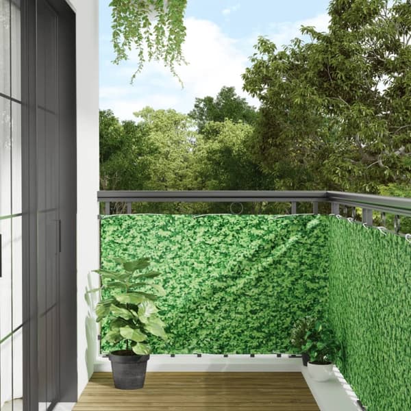 Insynsskydd för balkong växtmotiv grön 500x90 cm PVC