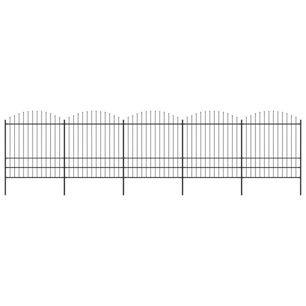 Trädgårdsstaket med spjuttopp stål (1,75-2)x8,5 m svart