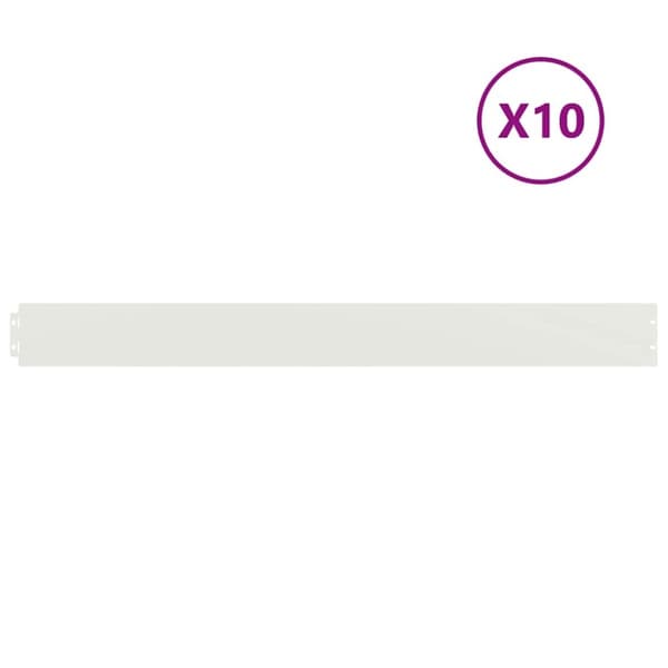 vidaXL plænekanter 10 stk. 10x103 cm koldvalset stål hvid