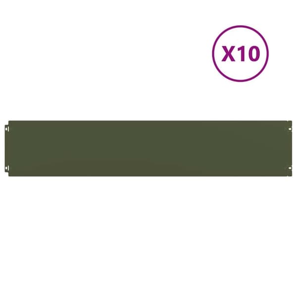 vidaXL plænekanter 10 stk. 20x103 cm koldvalset stål olivengrøn