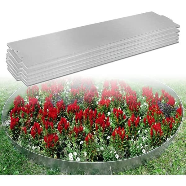 LARS360 Galvaniserad metall gräsmatta kant 15m x 18cm - 15 stycken - 100cm x 18cm (B x H) - För trädgårdsväxter och grönsaker