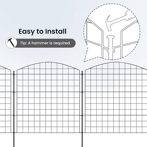 Rootz jernhavehegn - Dekorativt hegn - Metalgrænse - Rustbestandig - 70 cm x 78 cm Paneler - Sort - Fleksibilitet - Nem montering