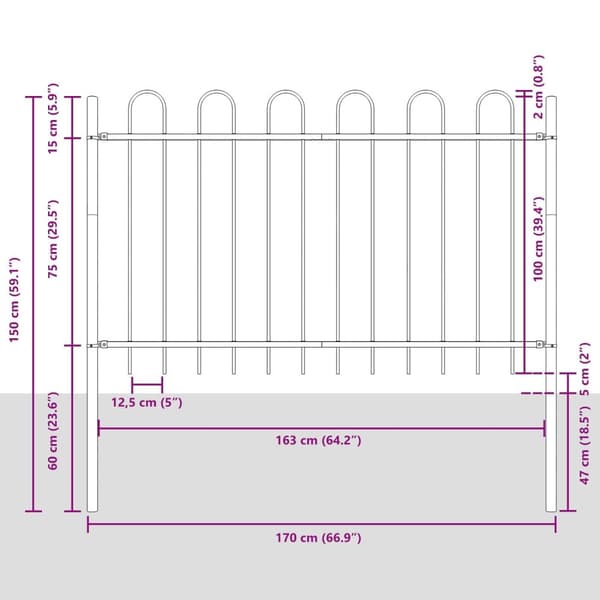 vidaXL Puutarhatie Hoop Top Harmaa 1,7x1 m Teräs