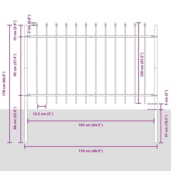vidaXL Puutarhaverkko Nuolipää Harmaa 1,7x1,2 m Teräs