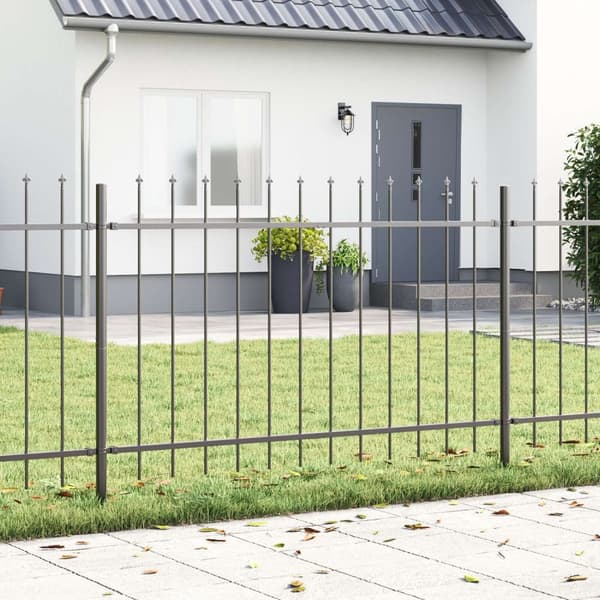 vidaXL Hagegjerde med Spiss Topp Grå 1,7x1 m Stål