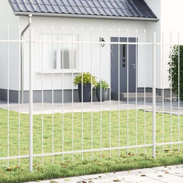 vidaXL Hagegjerde med Spydtopp Hvit 1,7x1,5 m Stål