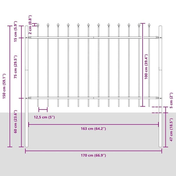 vidaXL Havehegn Hvid Metal 1,7 m x 1 m Holdbar Metalhegnspanel