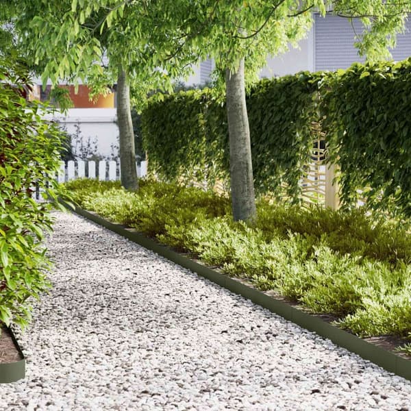 vidaXL Hagekanter 30 stk Olivengrønn 100x0,5x15 cm Plastikk