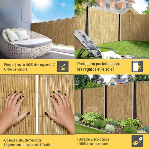 INN Natural Reed Privacy Screen, 160 x 300 cm Ljusbrun Vindbeständig vassmatta för balkong- och trädgårdsstaket