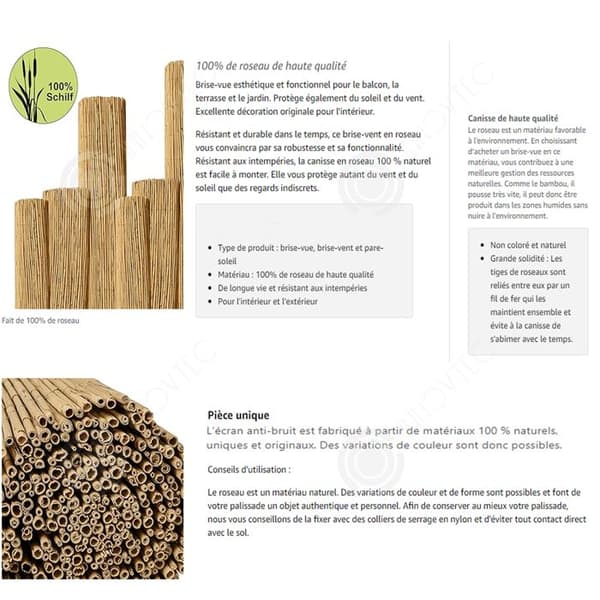 INN Natural Reed Privacy Screen, 160 x 300 cm Ljusbrun Vindbeständig vassmatta för balkong- och trädgårdsstaket