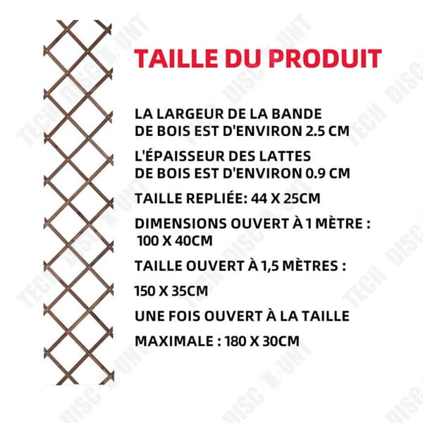 TD Trädgårdsspaljé i naturlig trä 44x25 cm Naturlig flätad spaljé Justerbar bredd för rummet Trädgård Dekorativt trästaket
