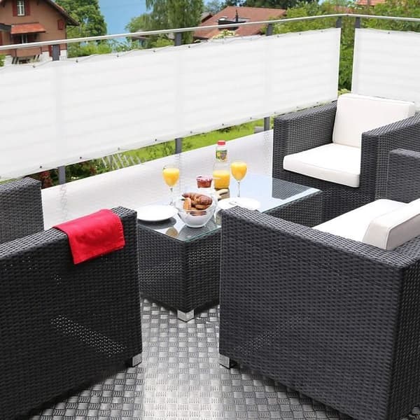 Sol Royal Brise utsikt till balkong 500x90cm Vit SolVision PB2 PES i polyester med öljetter och sladdar