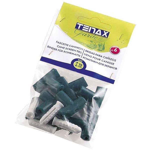 Fästklämmor - TENAX - Set om 6 - PVC - Grön - För spaljé och styva stängsel