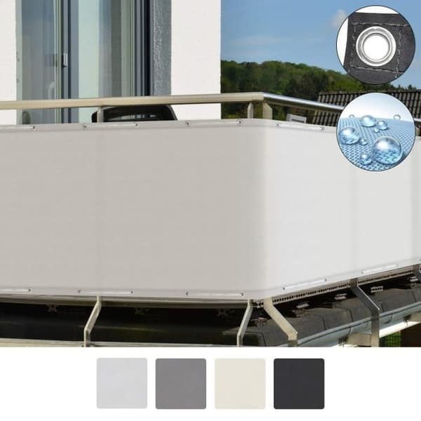 Sol Royal Brise utsikt till balkong 500x90cm Vit SolVision PB2 PES i polyester med öljetter och sladdar
