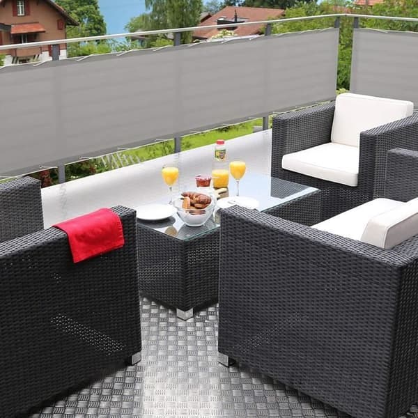 Sol Royal Brise Vue Balkong 90x300 cm Grå med öljetter, sladdar, Vattentålig Väderbeständig 160 g/m² PES SolVision PB2