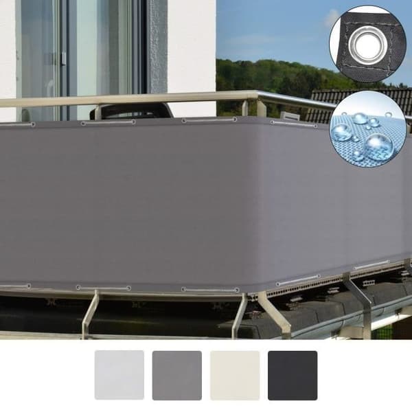 Sol Royal Brise Vue Balkong 90x300 cm Grå med öljetter, sladdar, Vattentålig Väderbeständig 160 g/m² PES SolVision PB2