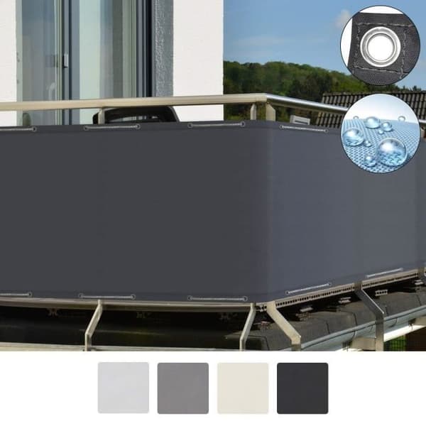 Sol Royal Brise Vue Balkong 90x300 cm Antracit med öljetter, sladdar, Vattentålig Väderbeständig 160 g/m² PES SolVision PB2