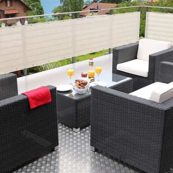 Sol Royal Balkongskärm 500x90cm Cream HDPE – Opak UV Balkongskydd Vatten- och väderbeständig – SolVision HB2