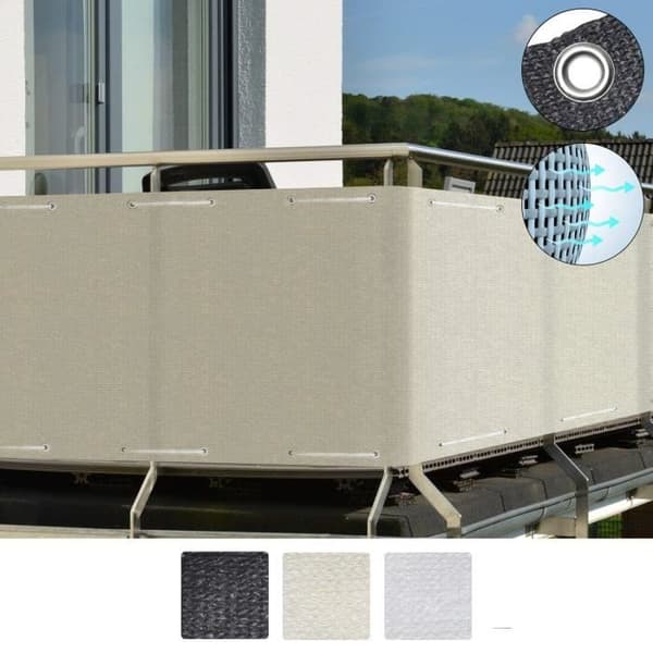 Sol Royal Balkongskärm 500x90cm Cream HDPE – Opak UV Balkongskydd Vatten- och väderbeständig – SolVision HB2